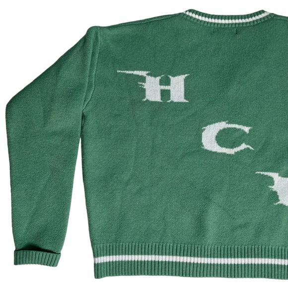 Heaven Can Wait Green V-Neck Graphic Sweater Size M KonoSuba Anime Manga - Picture 9 of 16